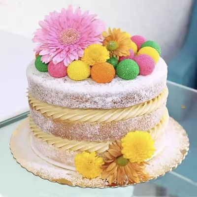 Tableau de gâteau en or 12 pouces de qualité alimentaire plateau de gâteau rond pour l'emballage de gâteau